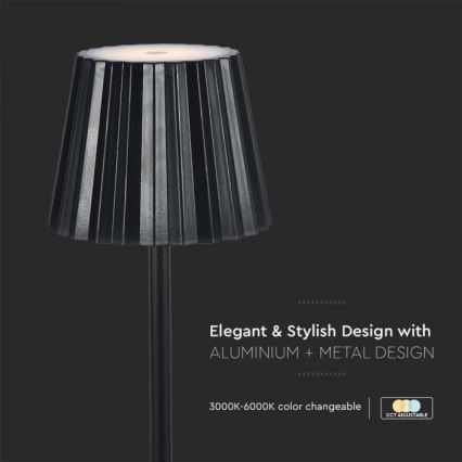LED Dimbare Oplaadbare Touch Tafellamp LED/4W/5V 3000-6000K 1800 mAh Zwart