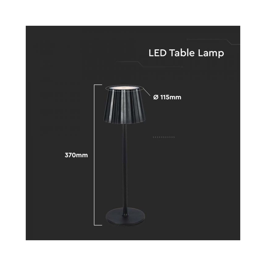 LED Dimbare Oplaadbare Touch Tafellamp LED/4W/5V 3000-6000K 1800 mAh Zwart