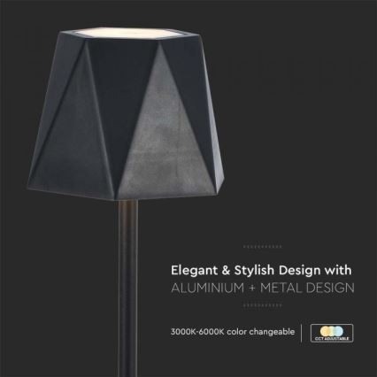 LED Dimbare Oplaadbare Touch Tafellamp LED/4W/5V 3000-6000K 1800 mAh Zwart