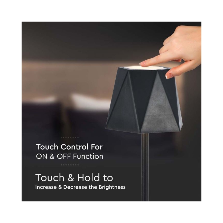 LED Dimbare Oplaadbare Touch Tafellamp LED/4W/5V 3000-6000K 1800 mAh Zwart