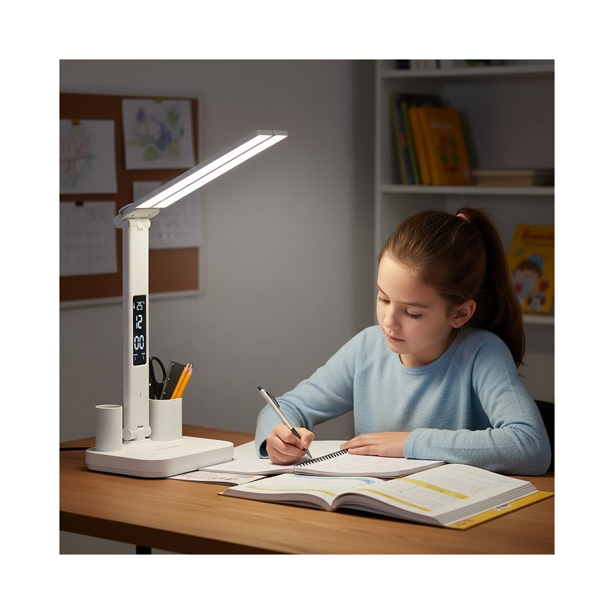 LED-dimbare oplaadbare bureaulamp NOBLITE P LED/5W/5V 3000/4000/6000K 2200 mAh wit