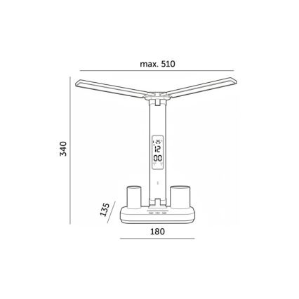 LED-dimbare oplaadbare bureaulamp NOBLITE P LED/5W/5V 3000/4000/6000K 2200 mAh wit