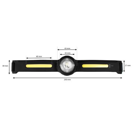 Dimbare oplaadbare LED-hoofdlamp met rood licht LED/5V IPX4 550 lm 600 mAh