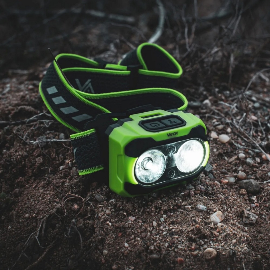 Dimbare oplaadbare LED-hoofdlamp met sensor en rood licht LED/10W/5V/3xAAA IP44 600 lm 1200 mAh