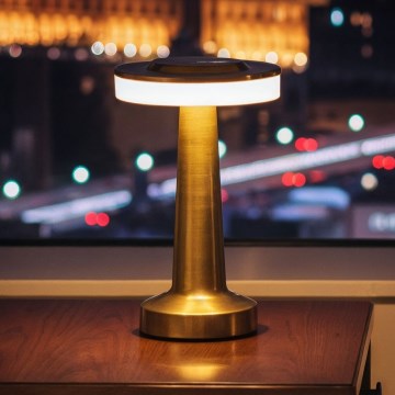 Dimbare oplaadbare LED-tafellamp LONDON LED/2W/5V 2700K/4000K/6500K 400 mAh goudkleurig