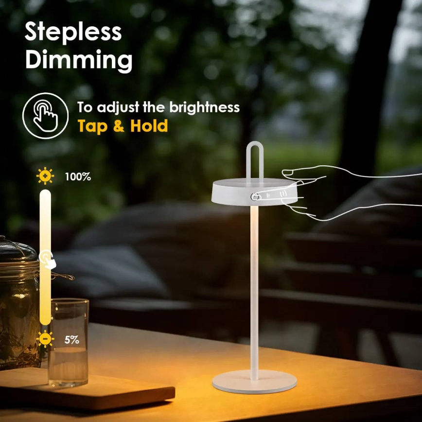 LED dimbare oplaadbare touch-tafellamp voor buiten SHINE LED/1,5W/3,7V 3000 mAh IP44 wit