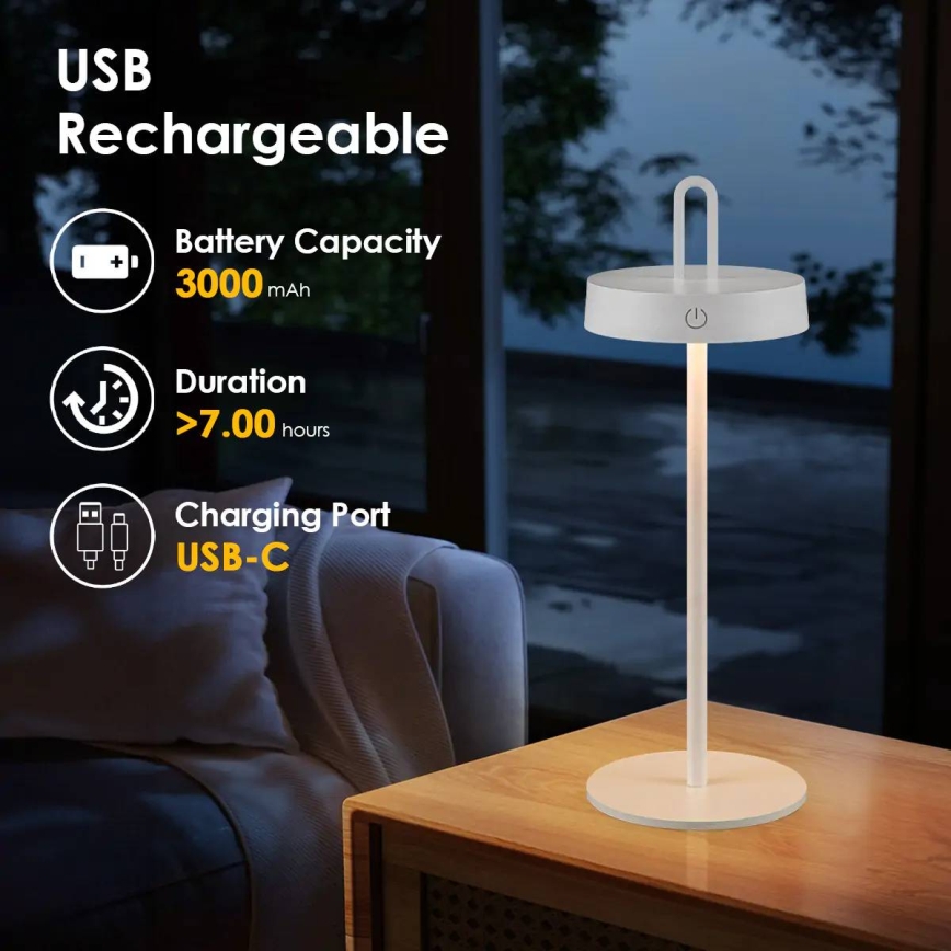 LED dimbare oplaadbare touch-tafellamp voor buiten SHINE LED/1,5W/3,7V 3000 mAh IP44 wit