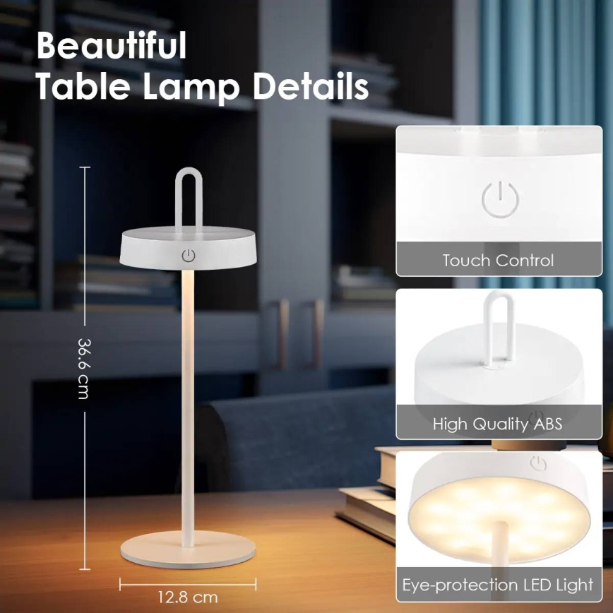 LED dimbare oplaadbare touch-tafellamp voor buiten SHINE LED/1,5W/3,7V 3000 mAh IP44 wit