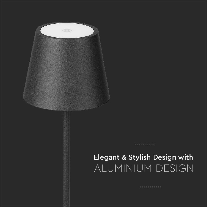 LED Dimbare Oplaadbare Staande Lamp 3-in-1 LED/4W/5V 4400 mAh 3000K IP54 Zwart