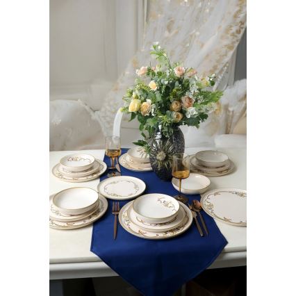 Dinerservies 18-delig crème/goud/keramiek