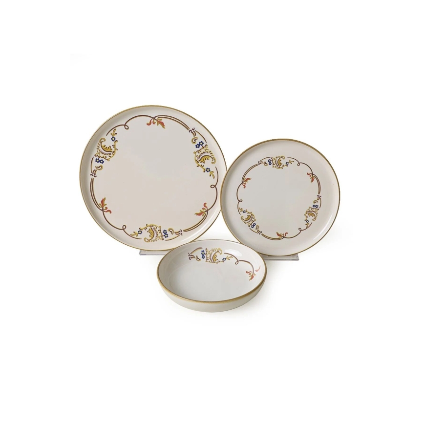Dinerservies 18-delig crème/goud/keramiek