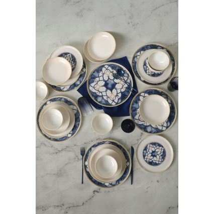 Dinerset 24 st. wit/blauw/keramiek
