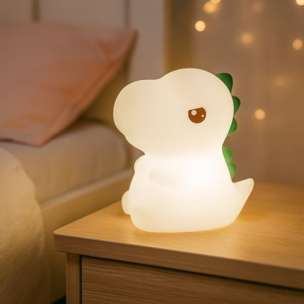 Veilleuse tactile rechargeable LED RGBW dimmable pour enfants DINO LED/1W/5V 1200 mAh