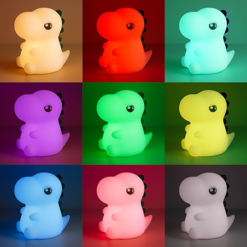Veilleuse tactile rechargeable LED RGBW dimmable pour enfants DINO LED/1W/5V 1200 mAh