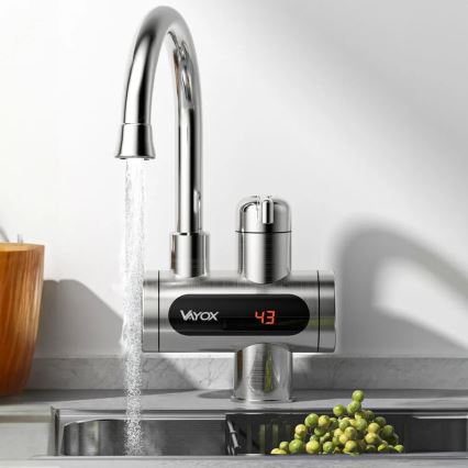 Doorstroomwaterverwarmer met LED scherm 3000W/230V IPX4 roestvrij