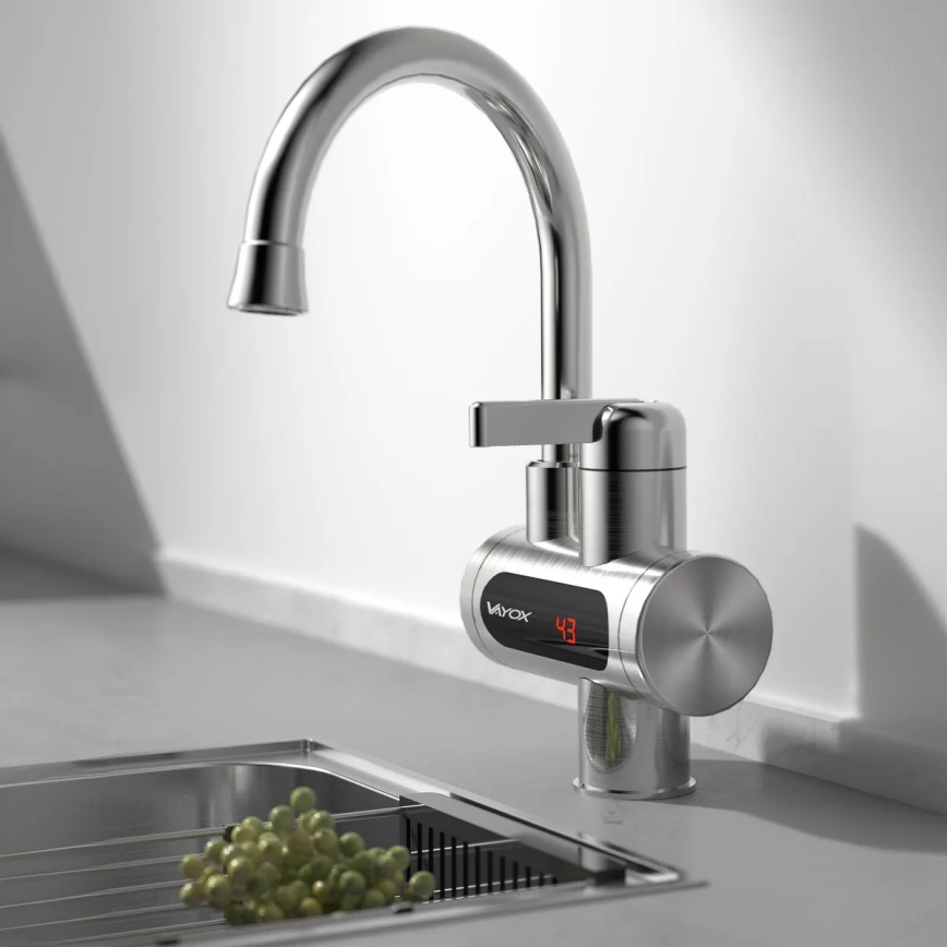 Doorstroomwaterverwarmer met LED scherm 3000W/230V IPX4 roestvrij