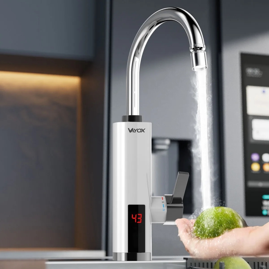 Doorstroomwaterverwarmer met LED scherm 3000W/230V IPX4 wit