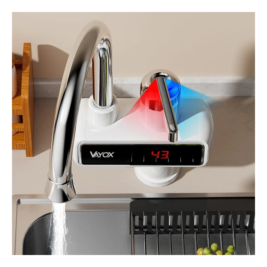 Doorstroomwaterverwarmer met LED scherm 3000W/230V IPX4 wit