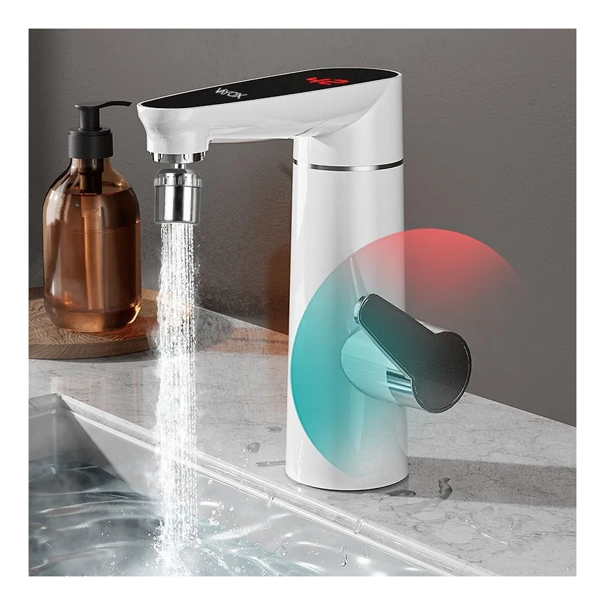 Doorstroomwaterverwarmer met LED scherm 3000W/230V IPX4 wit