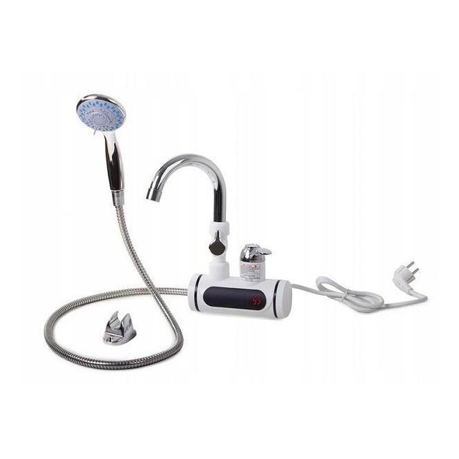 Doorstroomwaterverwarmer met sproeier en LCD scherm 3000W/230V IPX4 wit