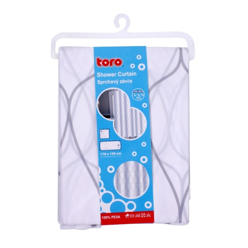 Douche gordijn TORO EASY 178x199 cm wit/grijs