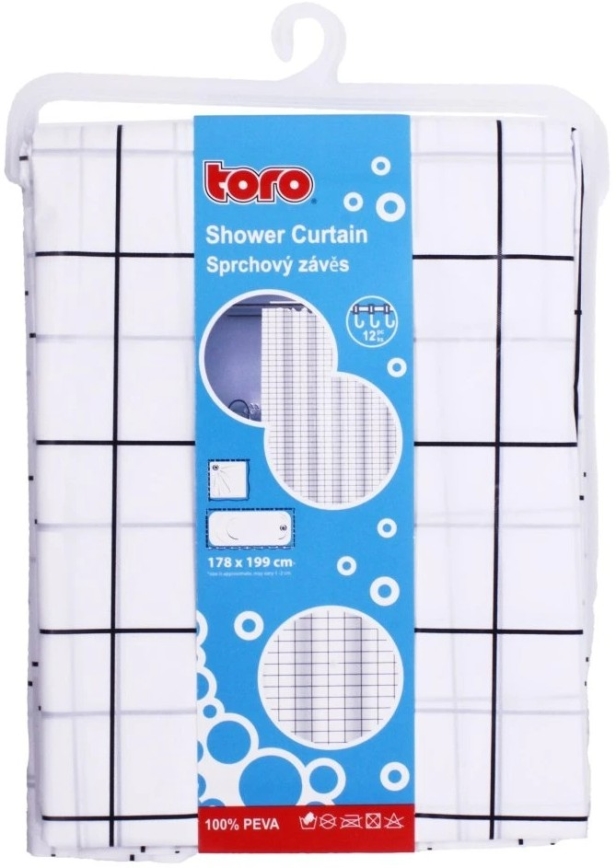 Douche gordijn TORO EASY 178x199 cm wit/zwart