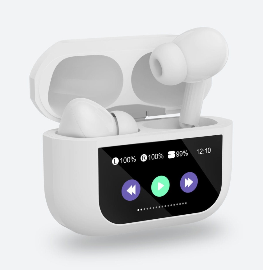 Draadloos earphones met LCD scherm wit