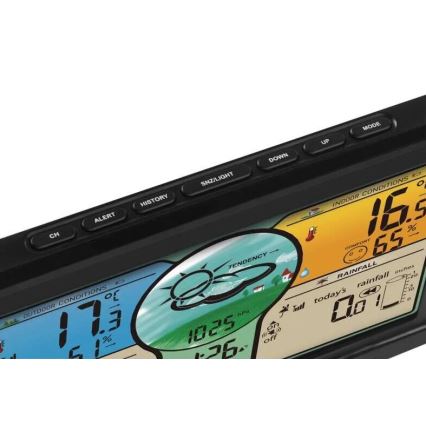 Draadloos weerstation met kleuren LCD-scherm en pluviometer 3xAAA zwart