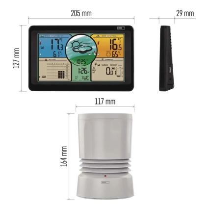 Draadloos weerstation met kleuren LCD-scherm en pluviometer 3xAAA zwart