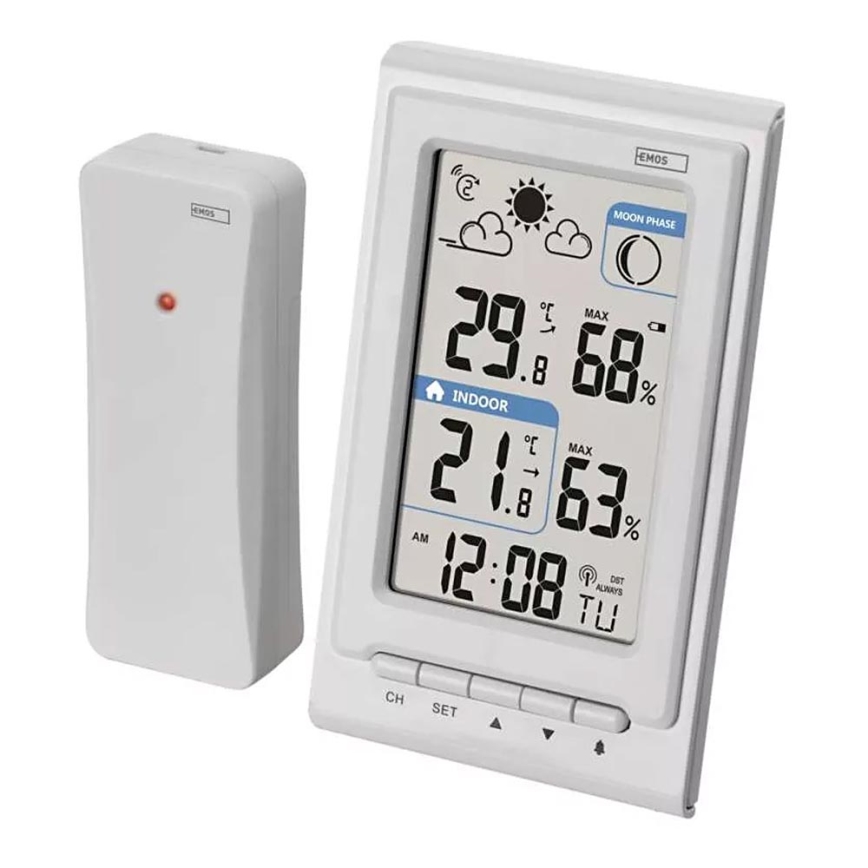 Draadloos weerstation met wekker 2xAAA + 2xAA wit