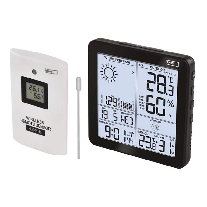Draadloos weerstation met wekker 3xAA + 2xAAA zwart
