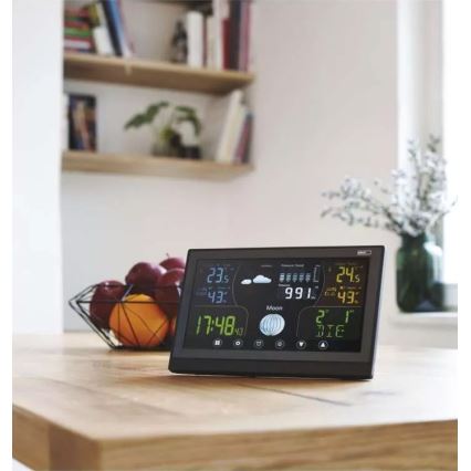 Draadloos weerstation met wekker 3xAAA/5V + 2xAAA zwart