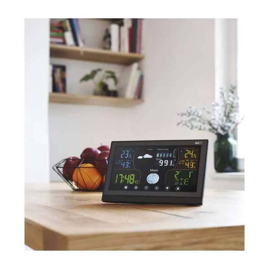 Draadloos weerstation met wekker 3xAAA/5V + 2xAAA zwart