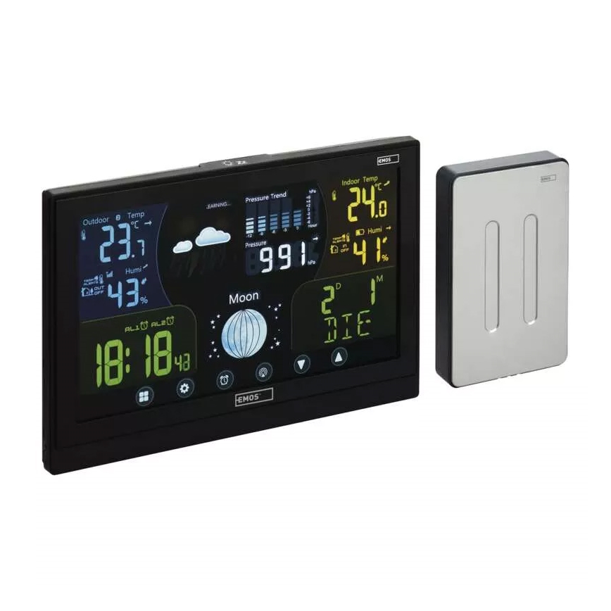 Draadloos weerstation met wekker 3xAAA/5V + 2xAAA zwart