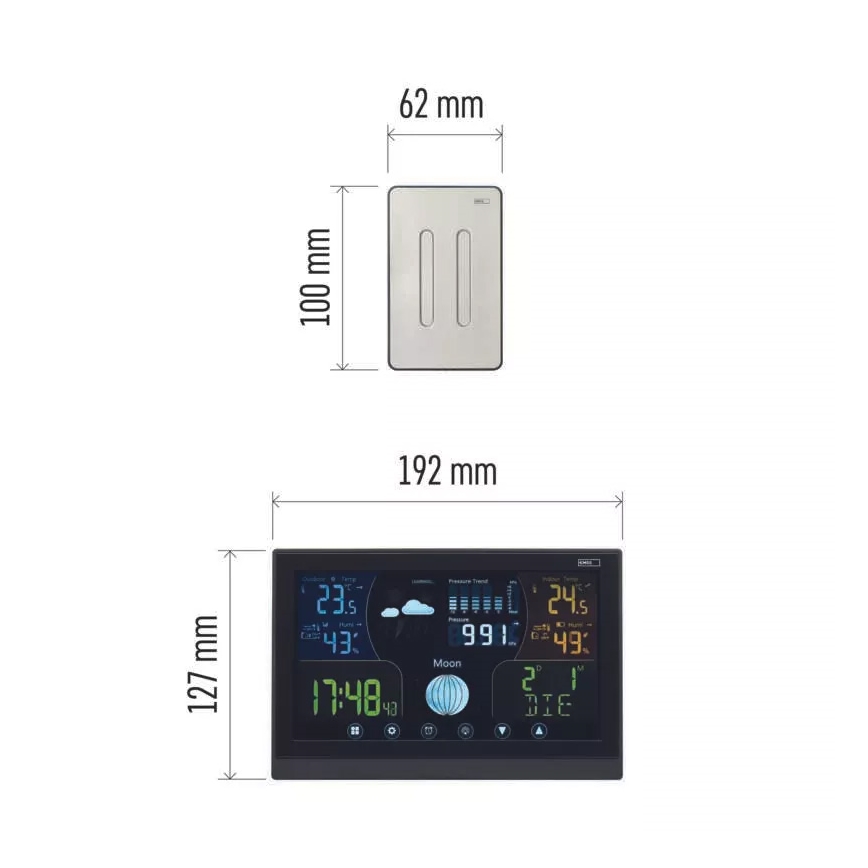 Draadloos weerstation met wekker 3xAAA/5V + 2xAAA zwart