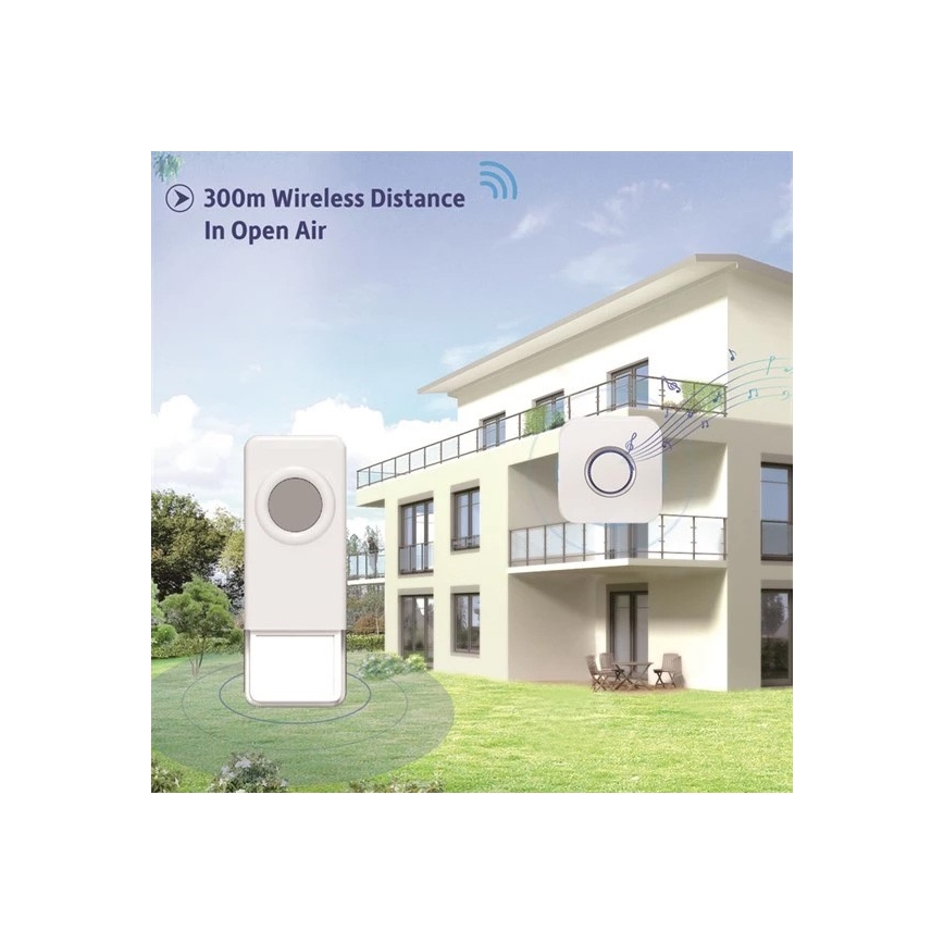 Draadloze deurbel 3xAAA/1xA23 IP55 wit
