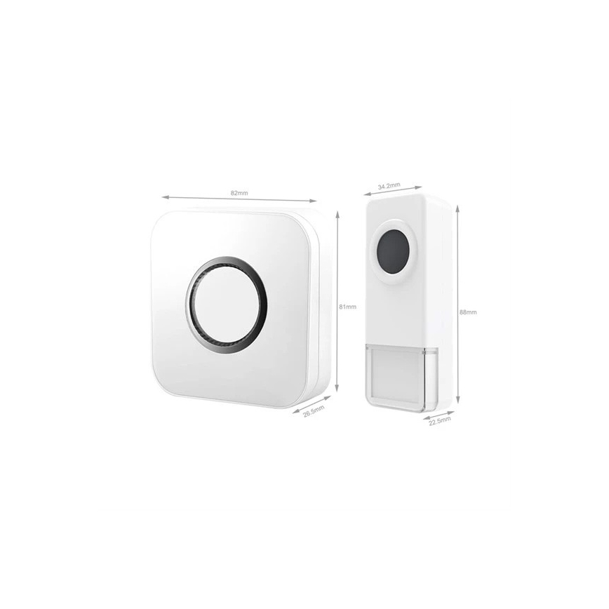 Draadloze deurbel 3xAAA/1xA23 IP55 wit
