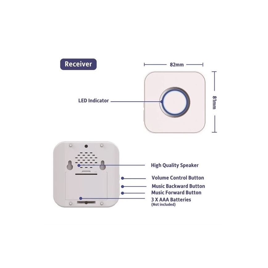 Draadloze deurbel 3xAAA/1xA23 IP55 wit