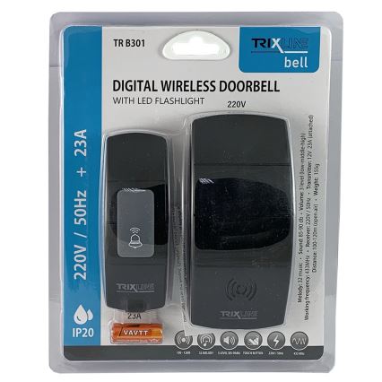 Draadloze deurbel met stekker BELL 230V + 1x23A zwart