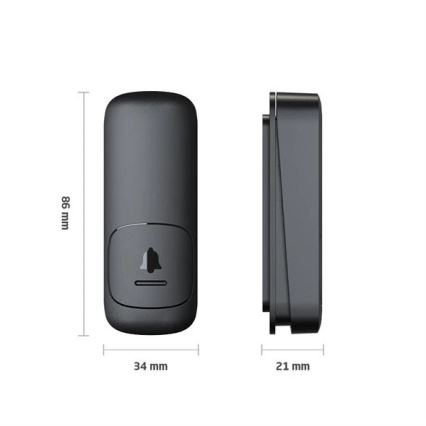 Draadloze deurbel met stekker kinetisch 230V zwart