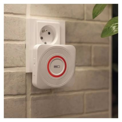 Draadloze deurbel voor in het stopcontact GoSmart 230V + 1xCR2032 wit Wi-Fi
