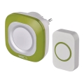 Draadloze deurbel voor stopcontact 230V + 1xCR2032 IP44 groen