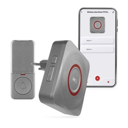 Draadloze deurbel voor stopcontact GoSmart 230V + 1xCR2032 grijs Wi-Fi