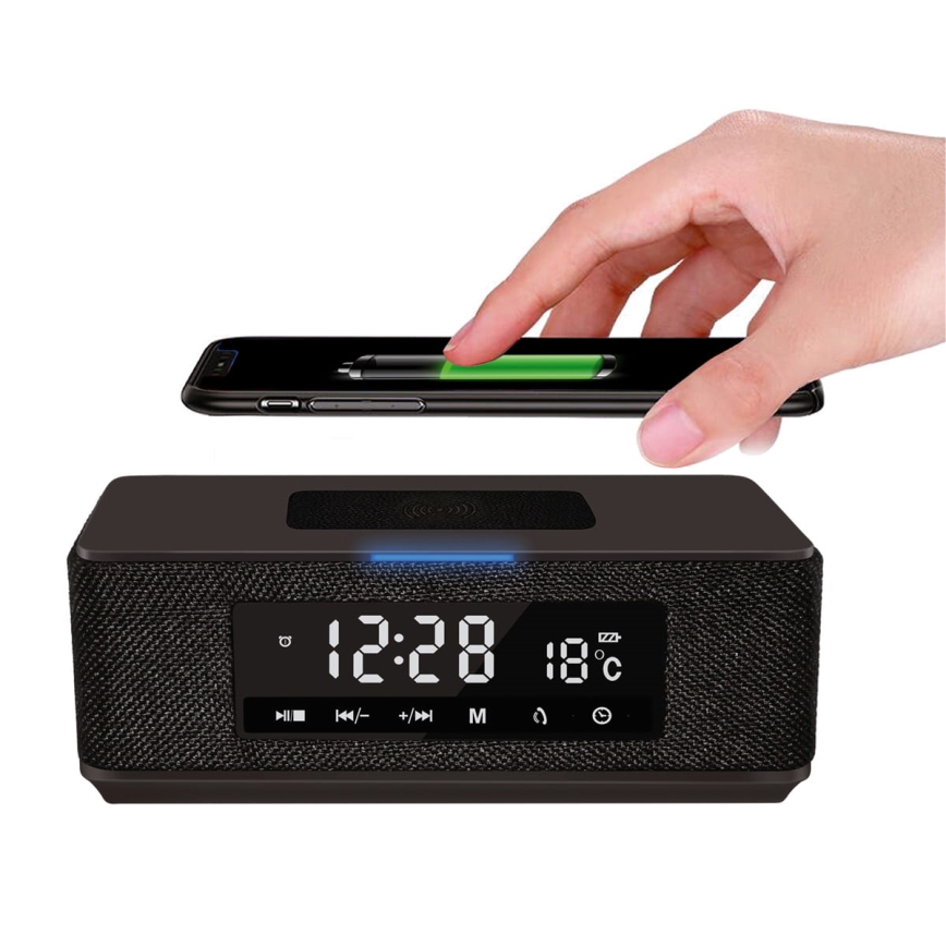 Draagbare speaker met LCD-display, wekker en draadloos opladen 6-in-1 10W/3600 mAh