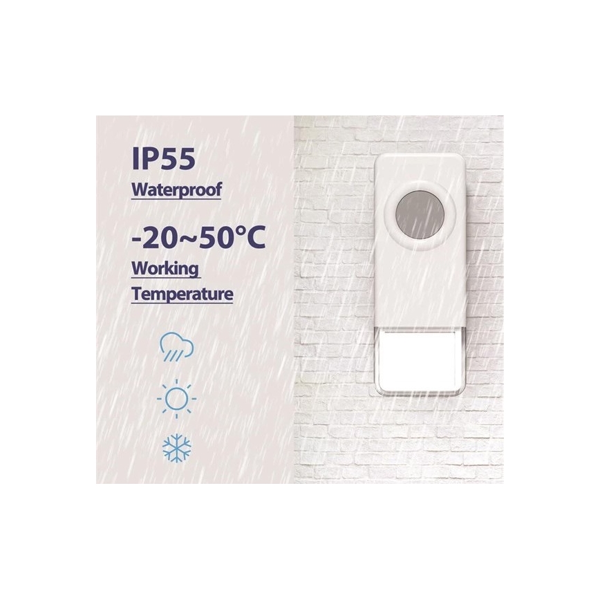 Draadloze Stopcontact Deurbel 3xAAA IP55 zwart