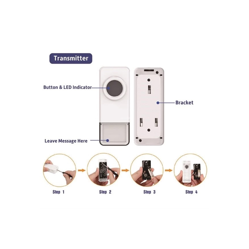 Draadloze Stopcontact Deurbel 3xAAA IP55 zwart