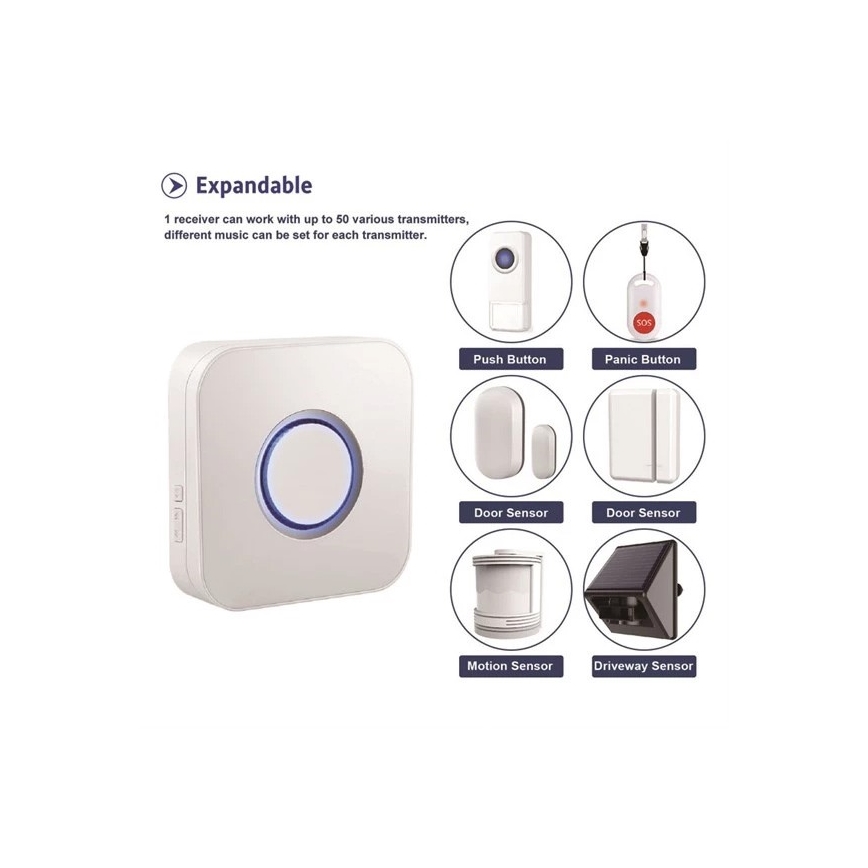 Draadloze Stopcontact Deurbel 3xAAA IP55 zwart