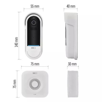 Draadloze video deurbel met bewegingssensor GoSmart 5V 3xAA IP65 Wi-Fi Tuya