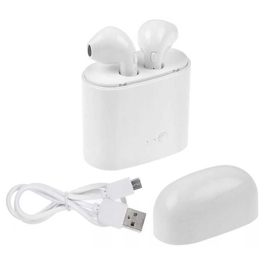 Draadloze hoofdtelefoon met microfoon IPX2 wit 350 mAh + 2x 45 mAh