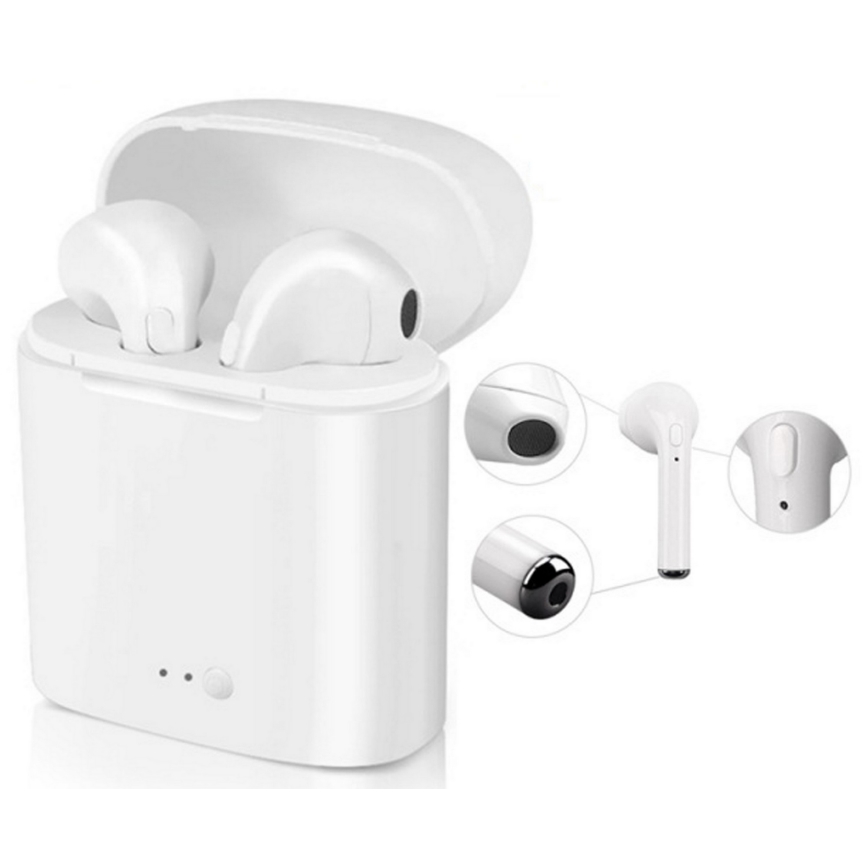 Draadloze hoofdtelefoon met microfoon IPX2 wit 350 mAh + 2x 45 mAh